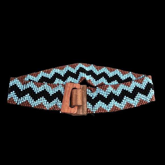 SS Double S Collection Belt Beaded Western Southwest Stretch Boho - Picture 3 of 7